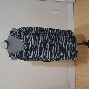 Atelier Nicole Miller black zebra print dress silk nwt size medium